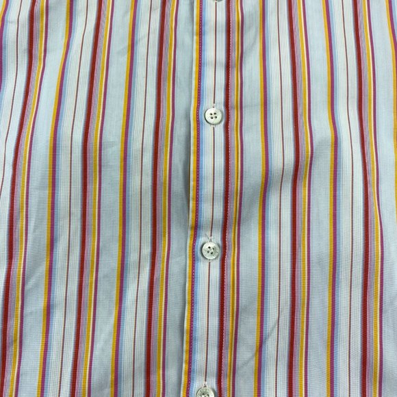 Ted Baker London Shirt Women Size 5 White Pink Orange Stripe Button Up Loose Fit - Picture 2 of 10